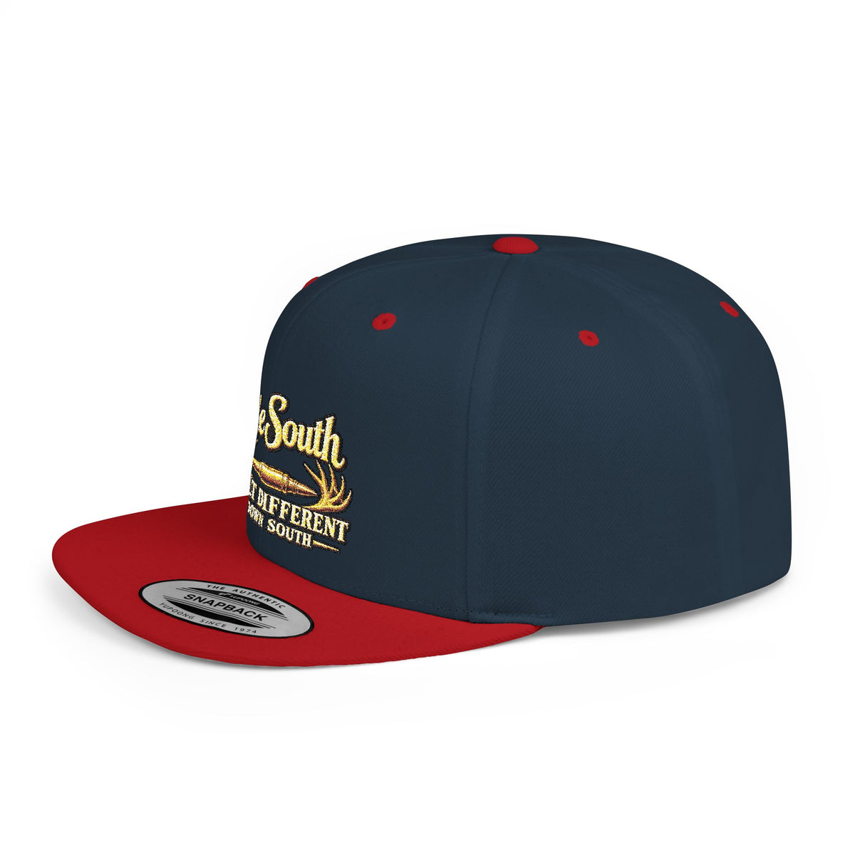 Ole South Flat Bill Snapback Hat — "Built Different Down South" Embroidered Cap