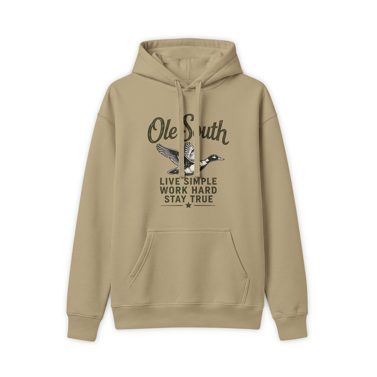 Ole South Duck Hoodie - "Live Simple, Work Hard, Stay True" Rustic Pullover