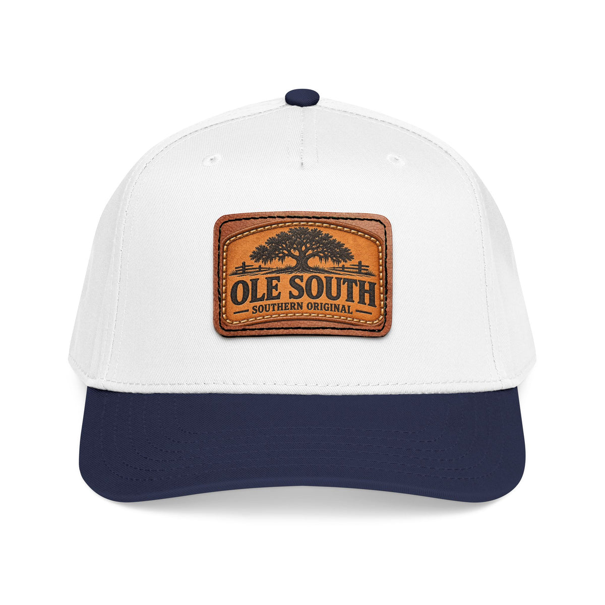 Mid Profile Baseball Cap with Leather Patch (Rectangle)