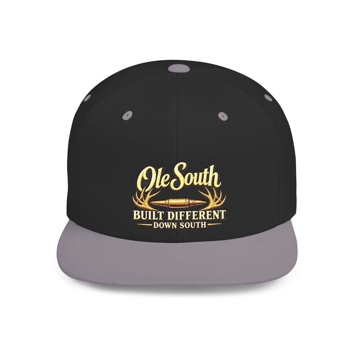 Ole South Flat Bill Snapback Hat — "Built Different Down South" Embroidered Cap