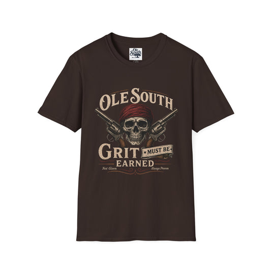 Ole South Grit Skull T-Shirt — 'Grit Must Be Earned' Vintage Western Tee