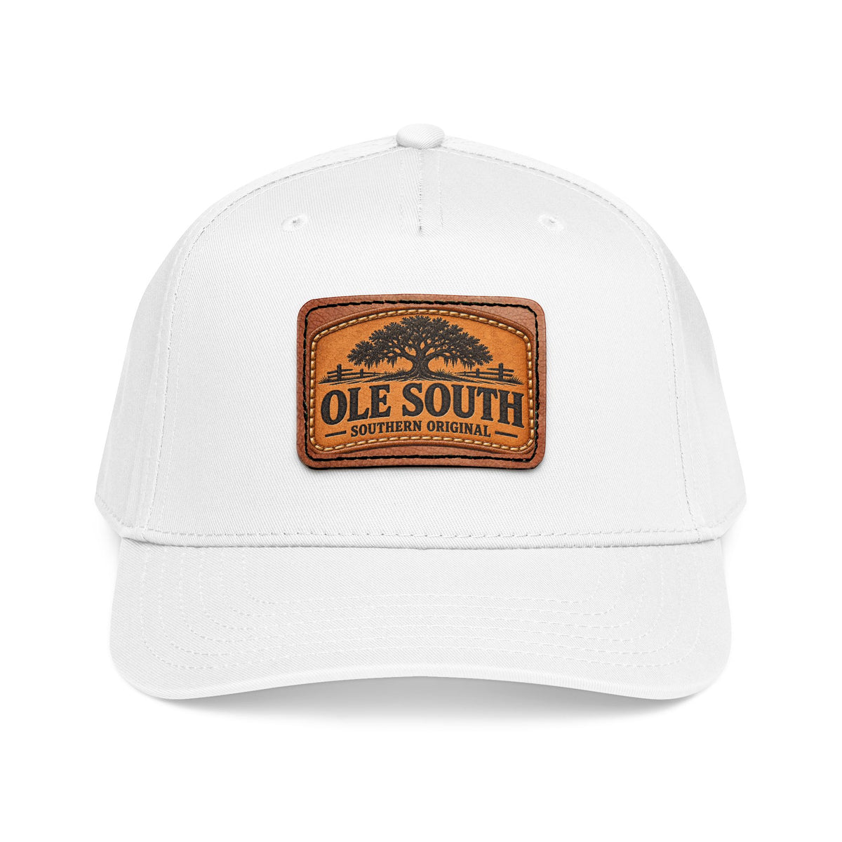 Mid Profile Baseball Cap with Leather Patch (Rectangle)