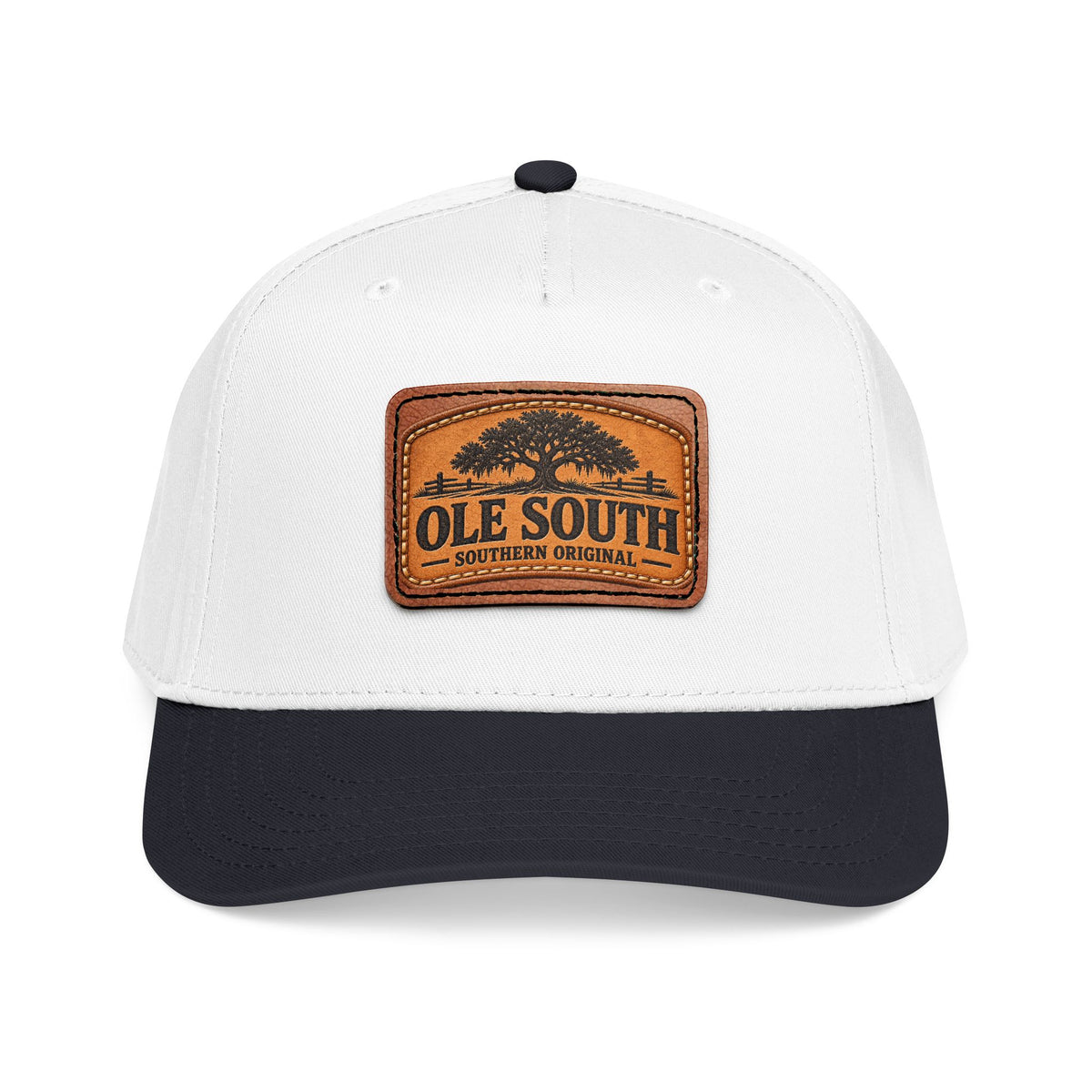 Mid Profile Baseball Cap with Leather Patch (Rectangle)