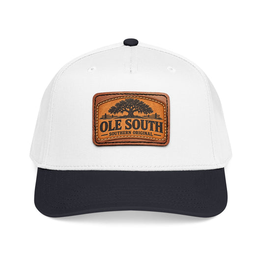 Mid Profile Baseball Cap with Leather Patch (Rectangle)