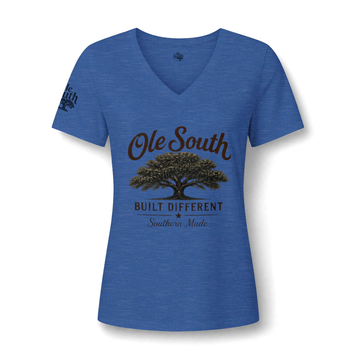Ole South 'Built Different' V-Neck Tee — Southern Tree Graphic Women's T-Shirt