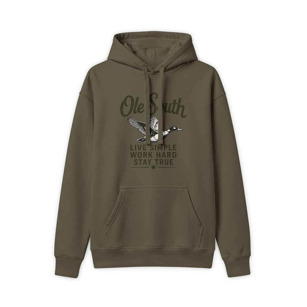 Ole South Duck Hoodie - "Live Simple, Work Hard, Stay True" Rustic Pullover
