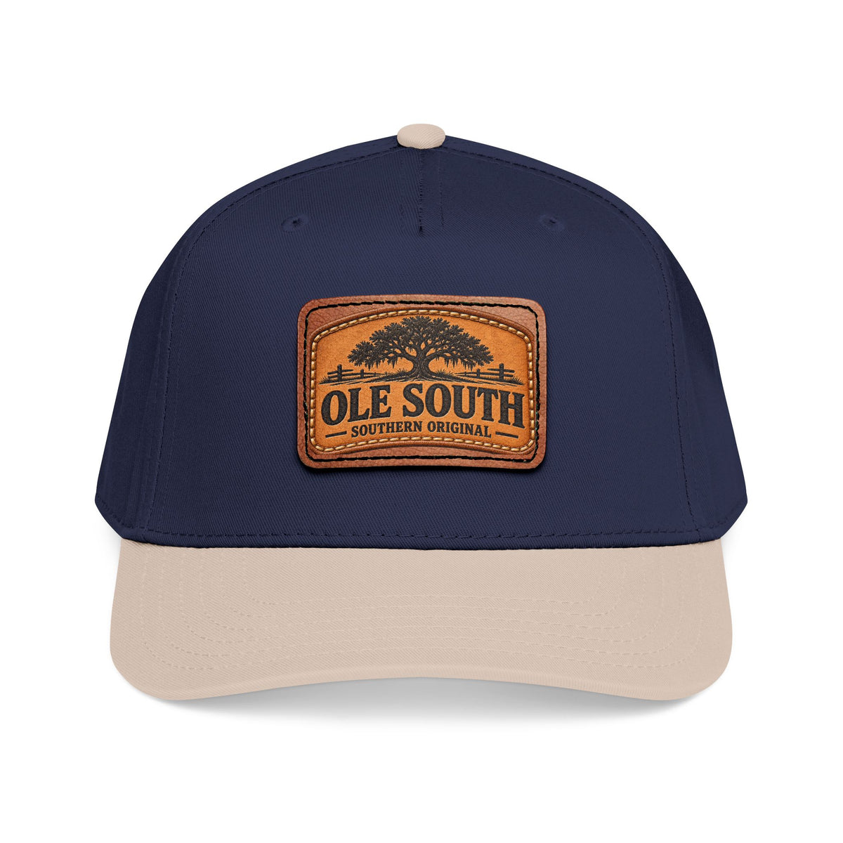 Mid Profile Baseball Cap with Leather Patch (Rectangle)