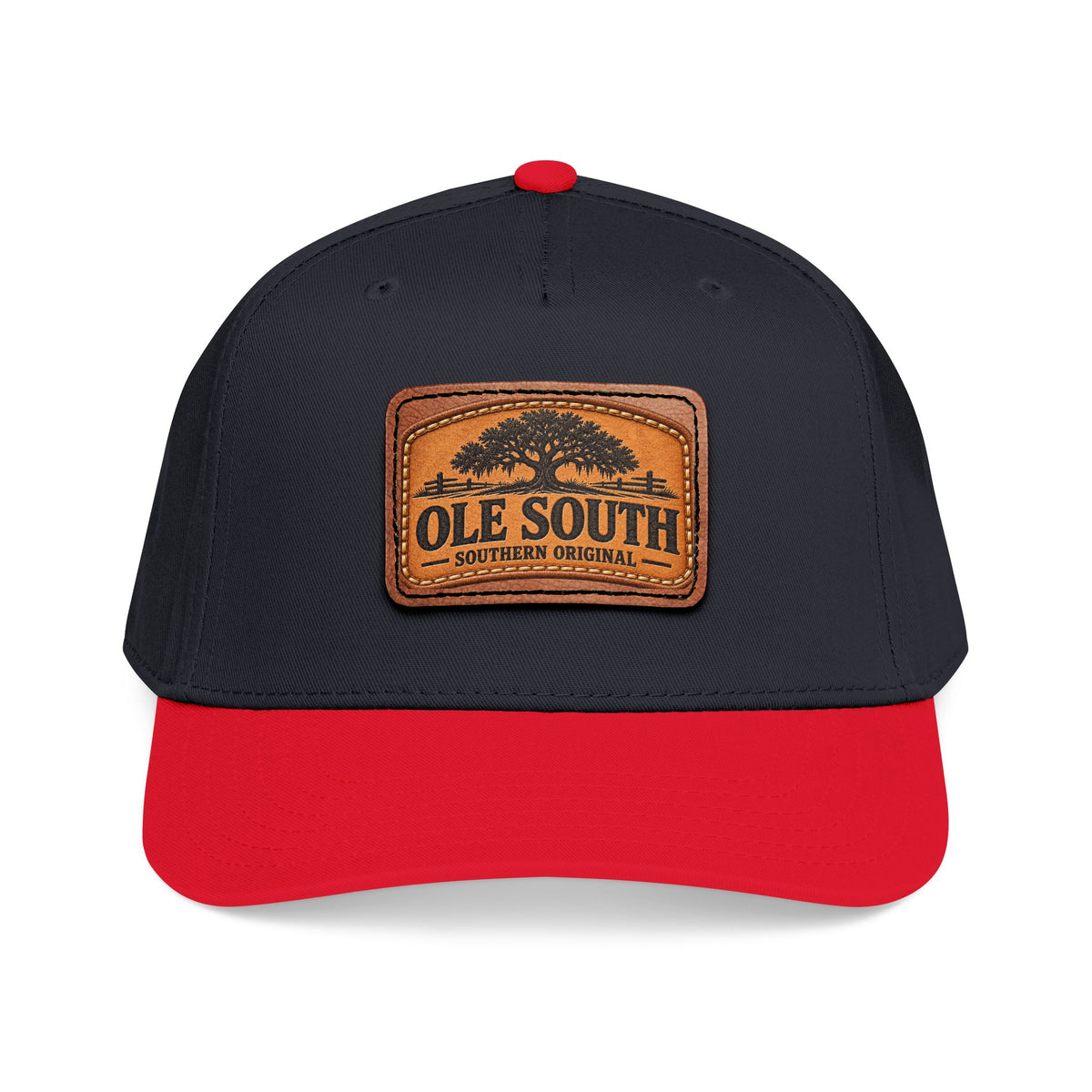 Mid Profile Baseball Cap with Leather Patch (Rectangle)