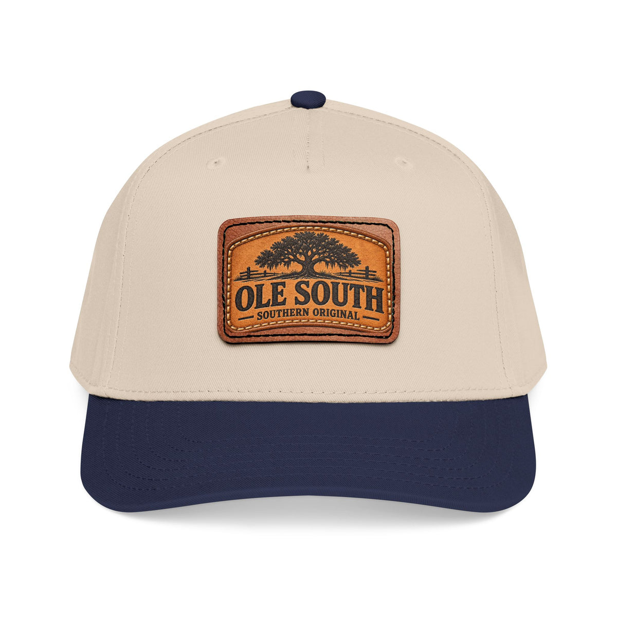 Mid Profile Baseball Cap with Leather Patch (Rectangle)