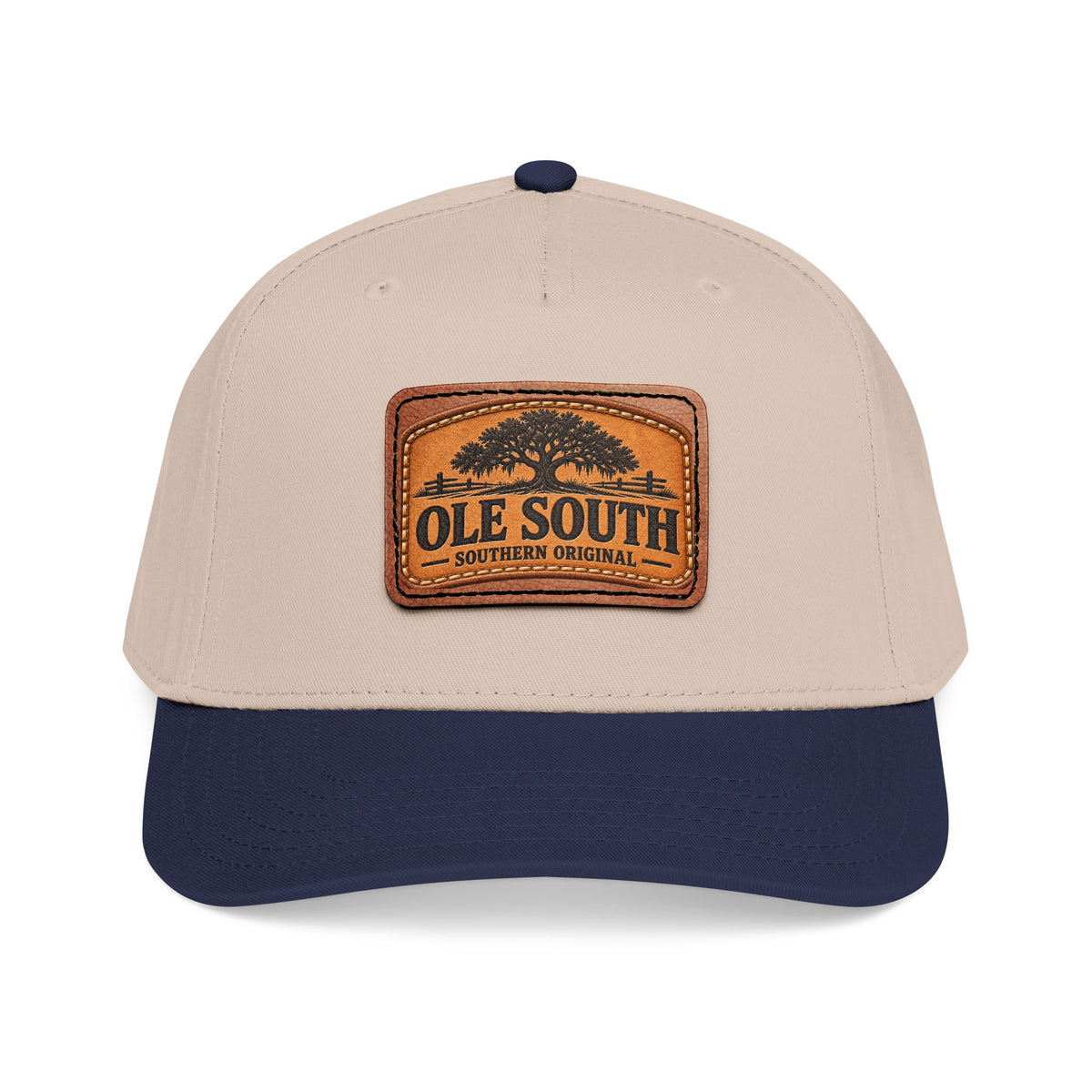 Mid Profile Baseball Cap with Leather Patch (Rectangle)