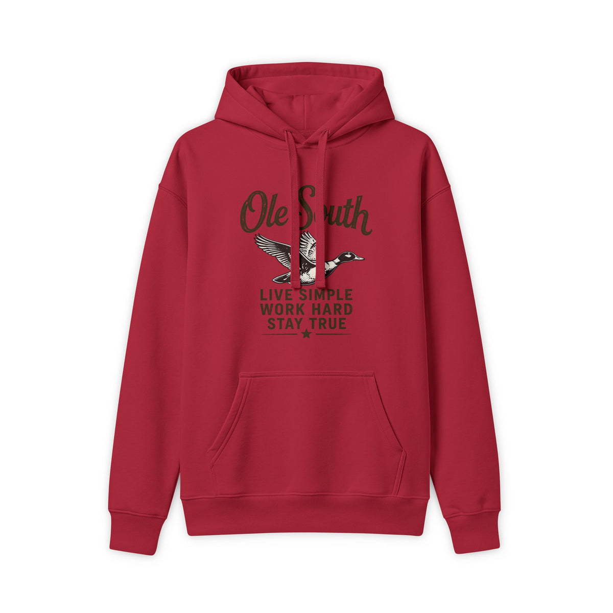 Ole South Duck Hoodie - "Live Simple, Work Hard, Stay True" Rustic Pullover