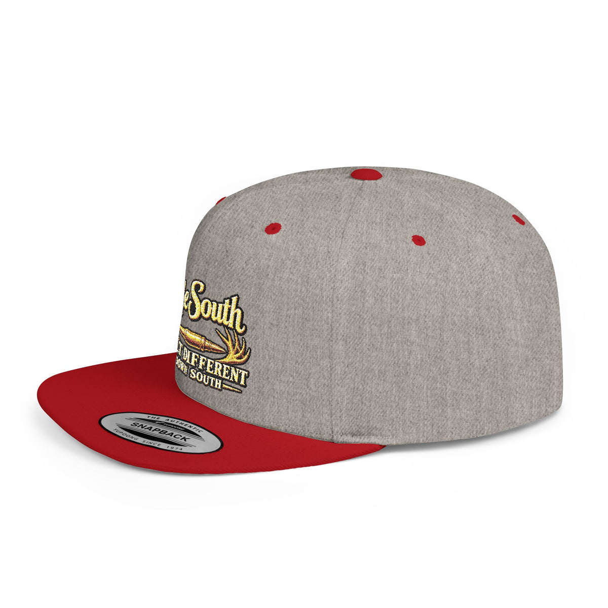 Ole South Flat Bill Snapback Hat — "Built Different Down South" Embroidered Cap