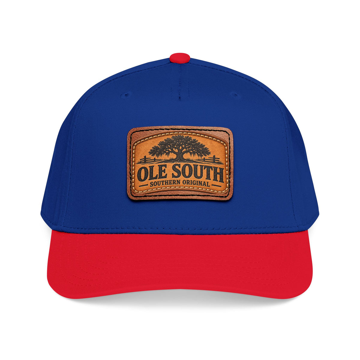 Mid Profile Baseball Cap with Leather Patch (Rectangle)