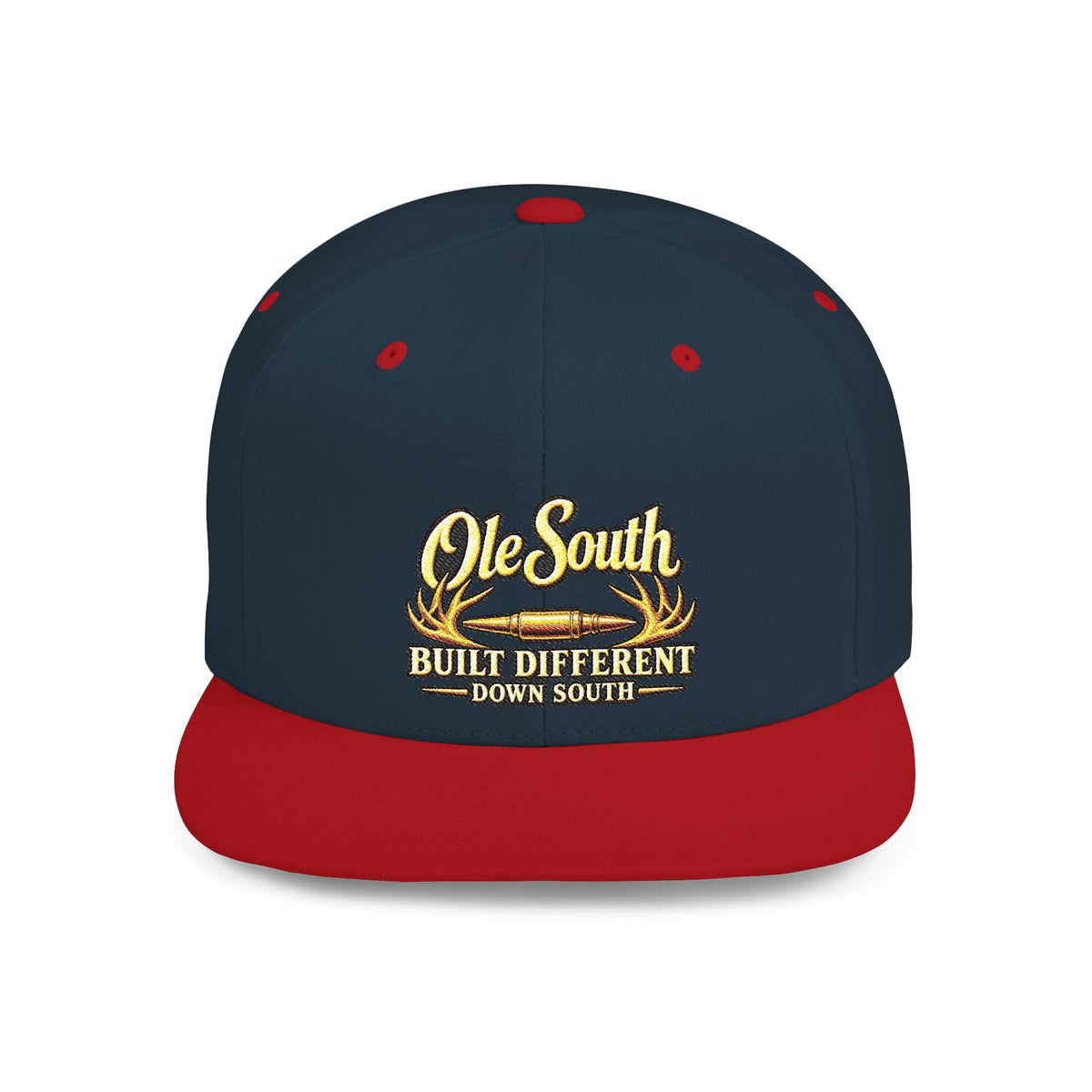 Ole South Flat Bill Snapback Hat — "Built Different Down South" Embroidered Cap