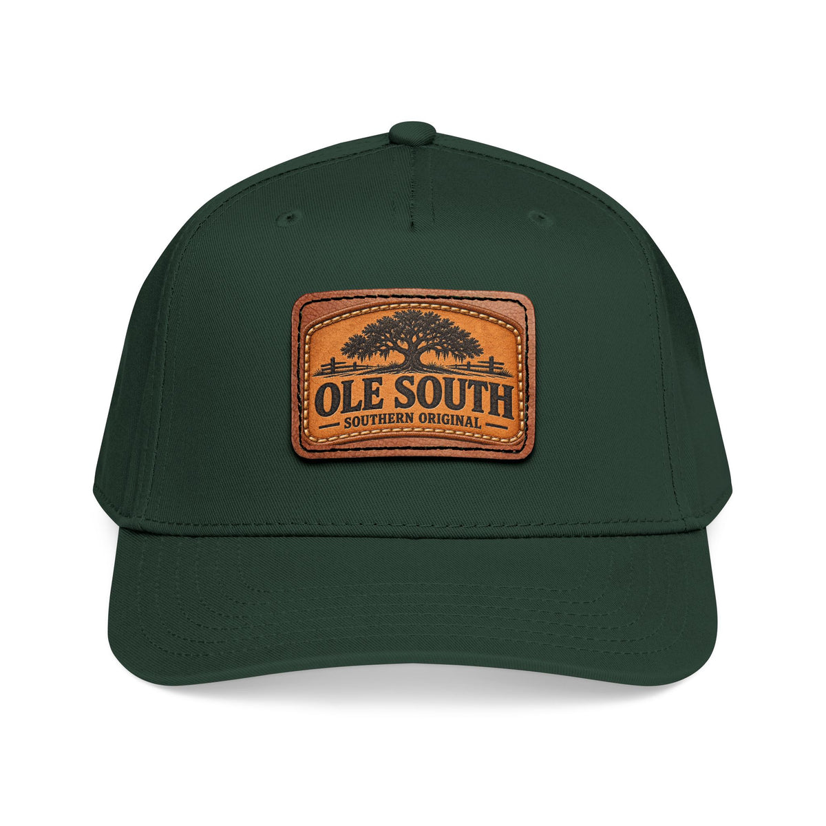Mid Profile Baseball Cap with Leather Patch (Rectangle)
