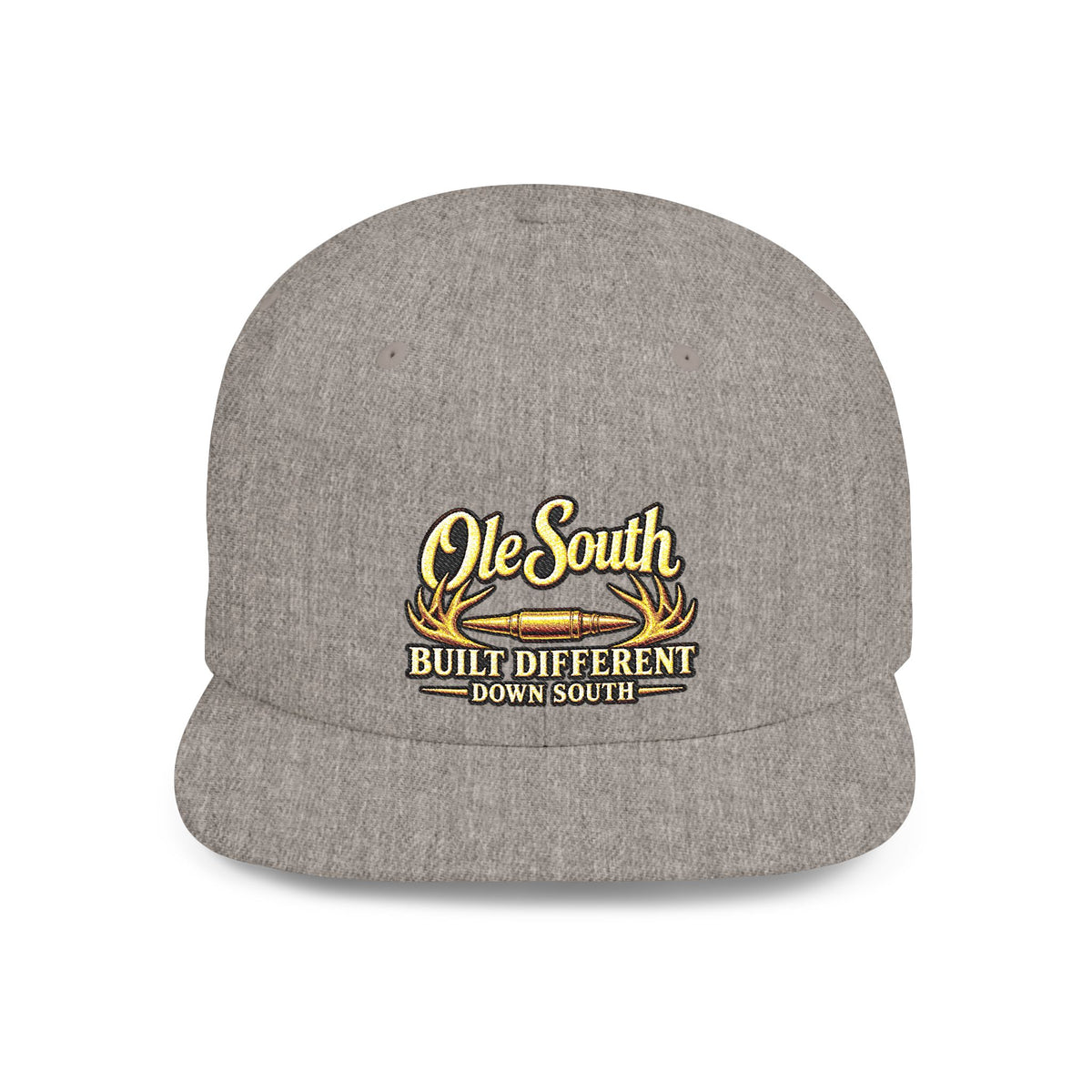 Ole South Flat Bill Snapback Hat — "Built Different Down South" Embroidered Cap