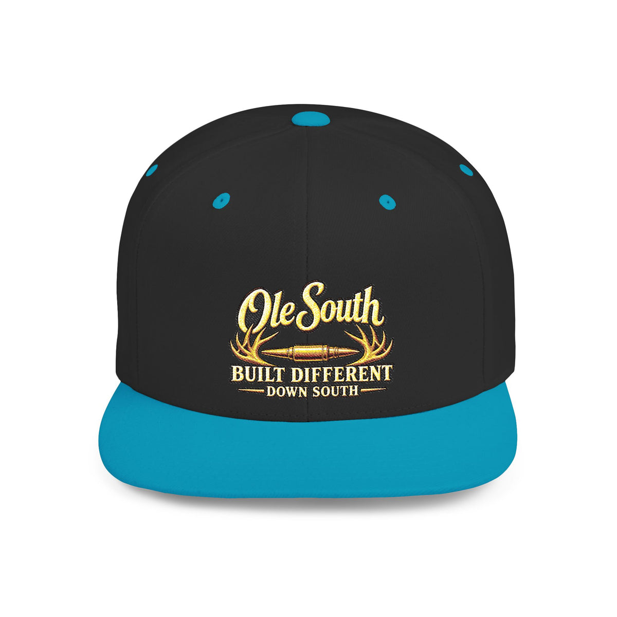 Ole South Flat Bill Snapback Hat — "Built Different Down South" Embroidered Cap