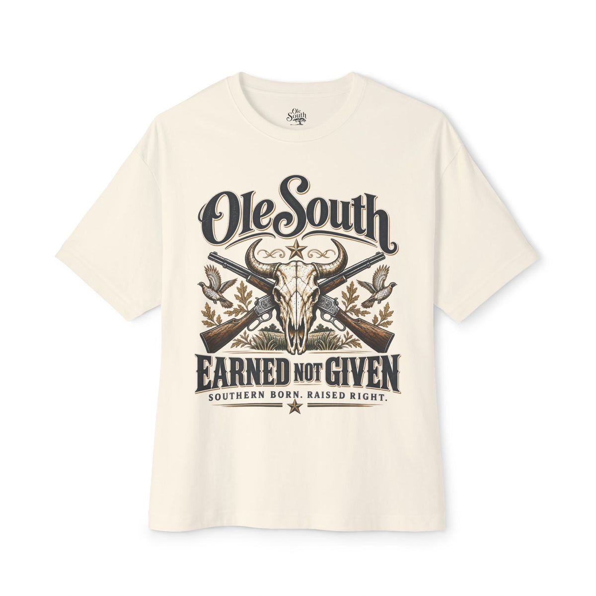 Ole South 'Earned Not Given' Graphic Tee — Southern Born Rustic Skull Design