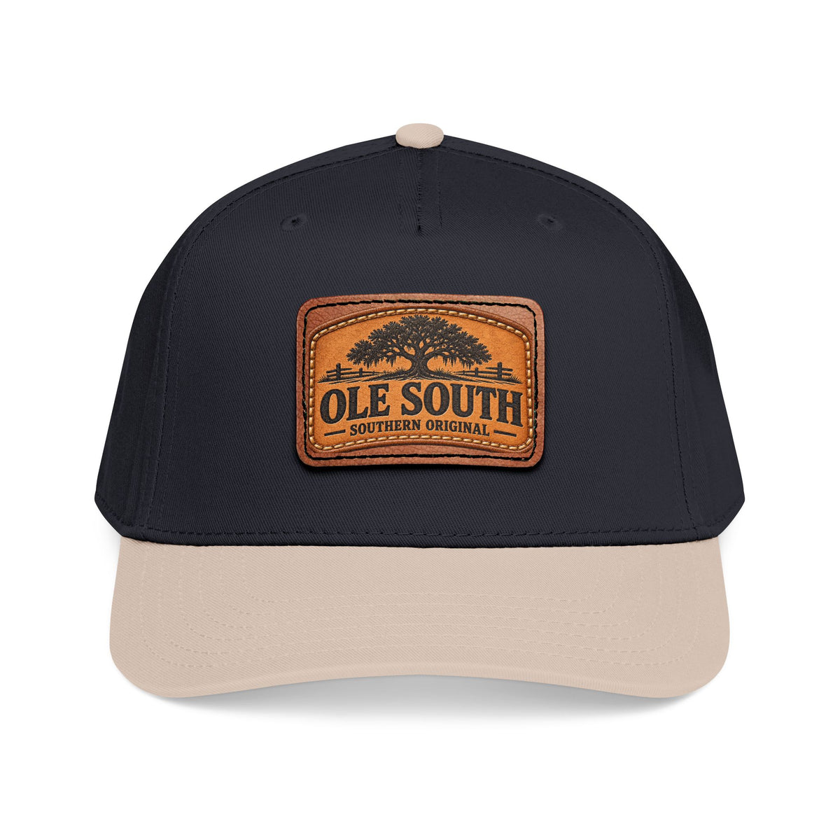 Mid Profile Baseball Cap with Leather Patch (Rectangle)