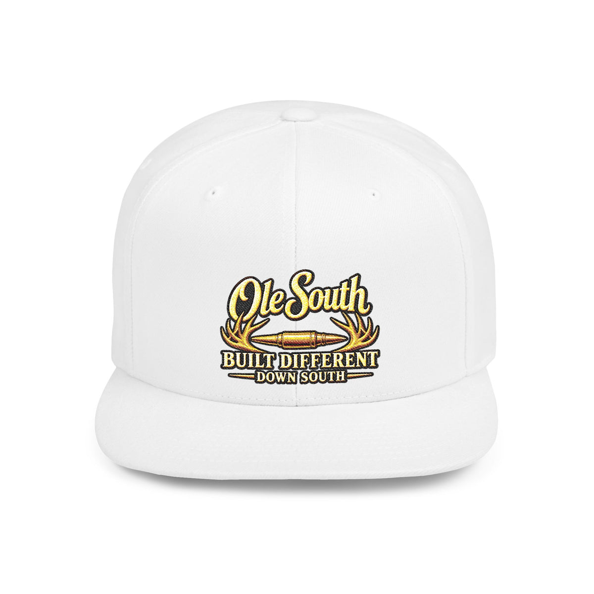 Ole South Flat Bill Snapback Hat — "Built Different Down South" Embroidered Cap
