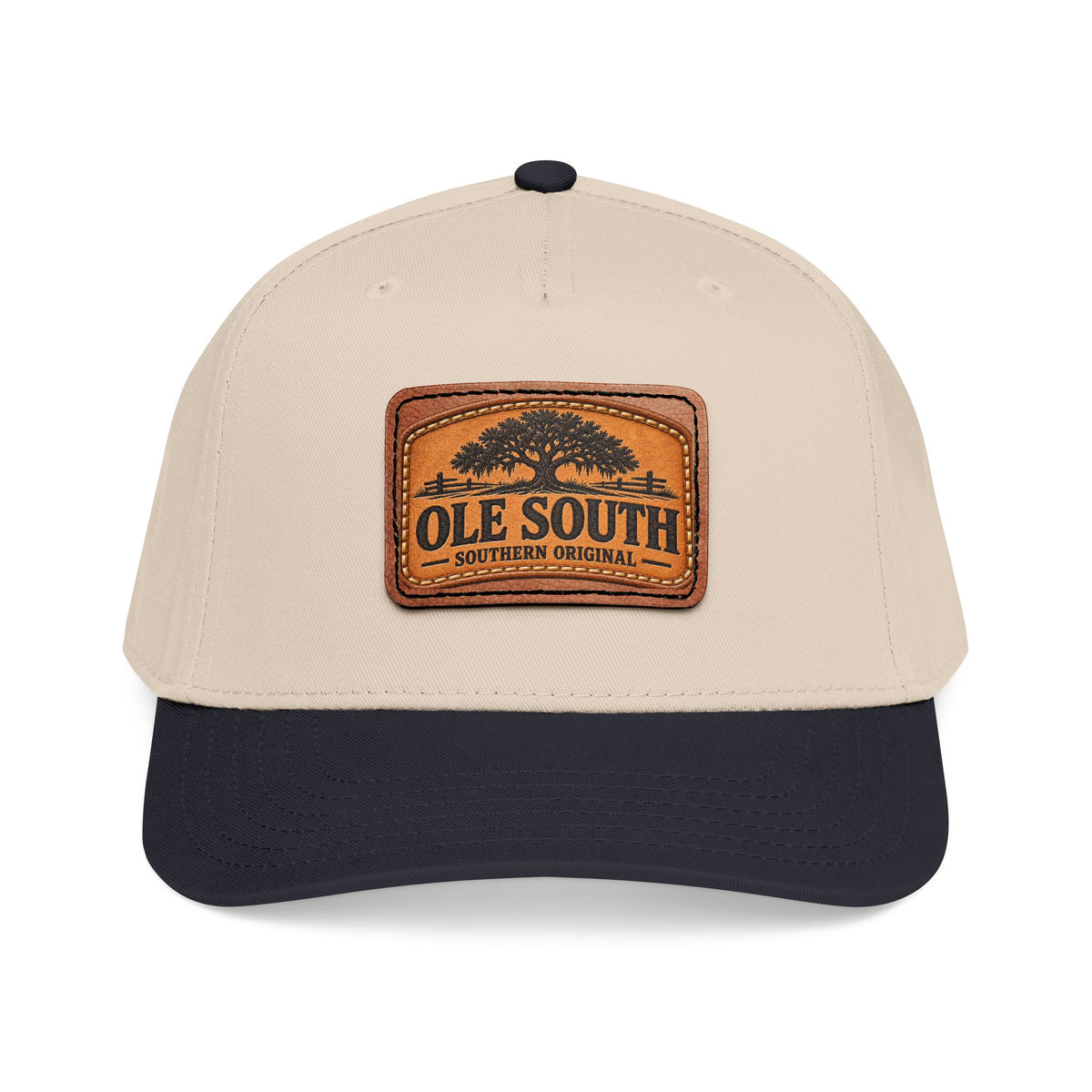Mid Profile Baseball Cap with Leather Patch (Rectangle)
