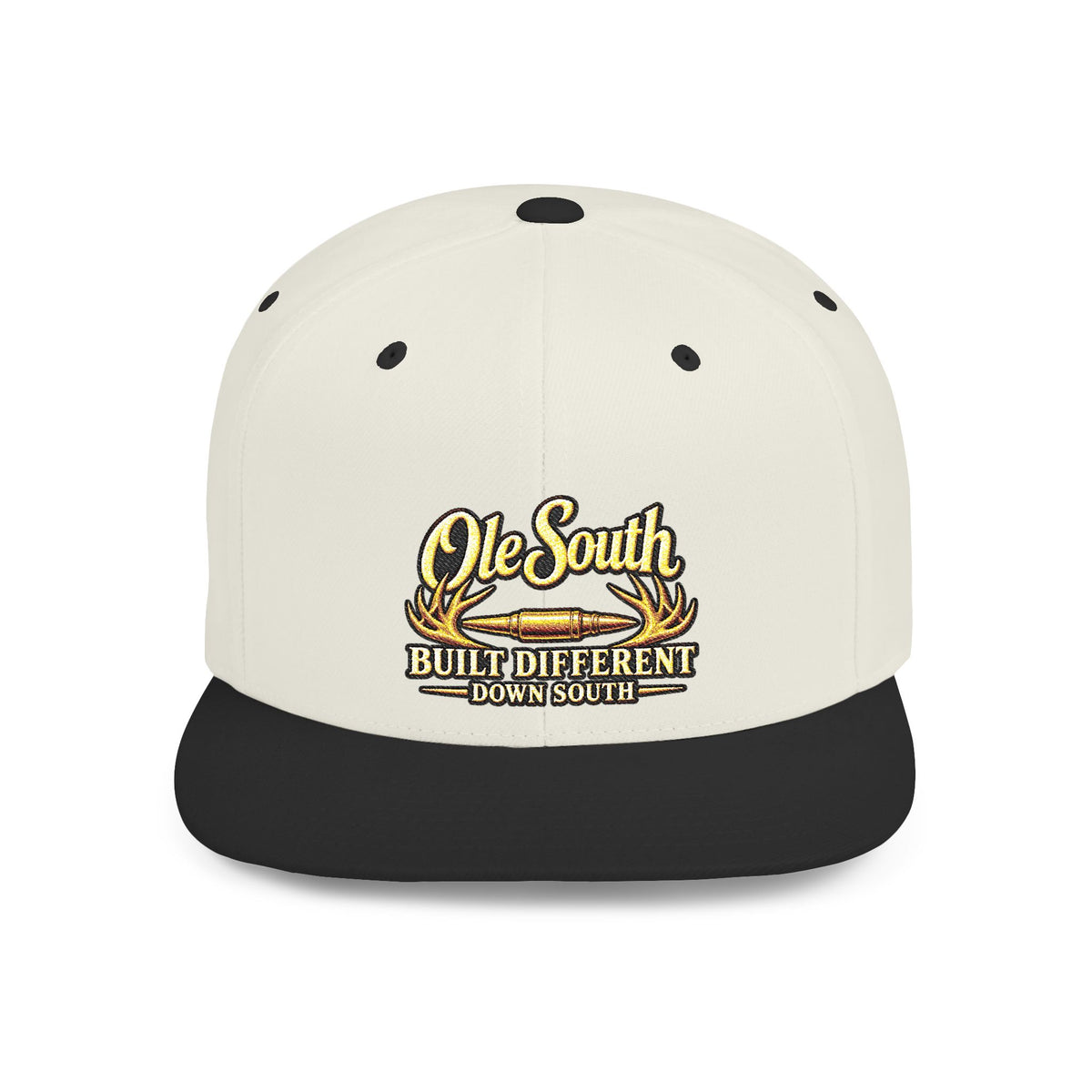 Ole South Flat Bill Snapback Hat — "Built Different Down South" Embroidered Cap
