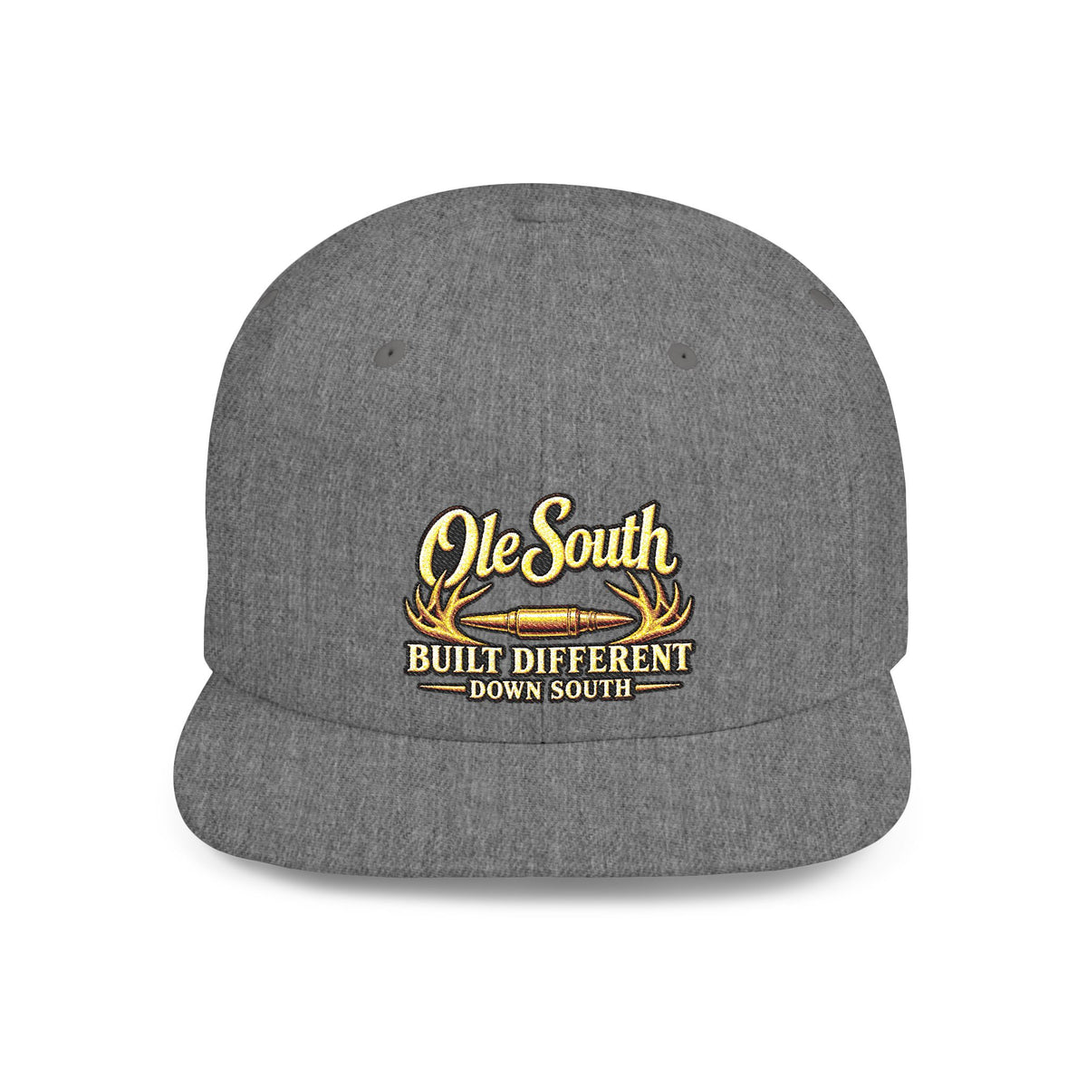Ole South Flat Bill Snapback Hat — "Built Different Down South" Embroidered Cap