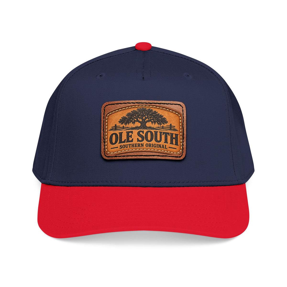 Mid Profile Baseball Cap with Leather Patch (Rectangle)