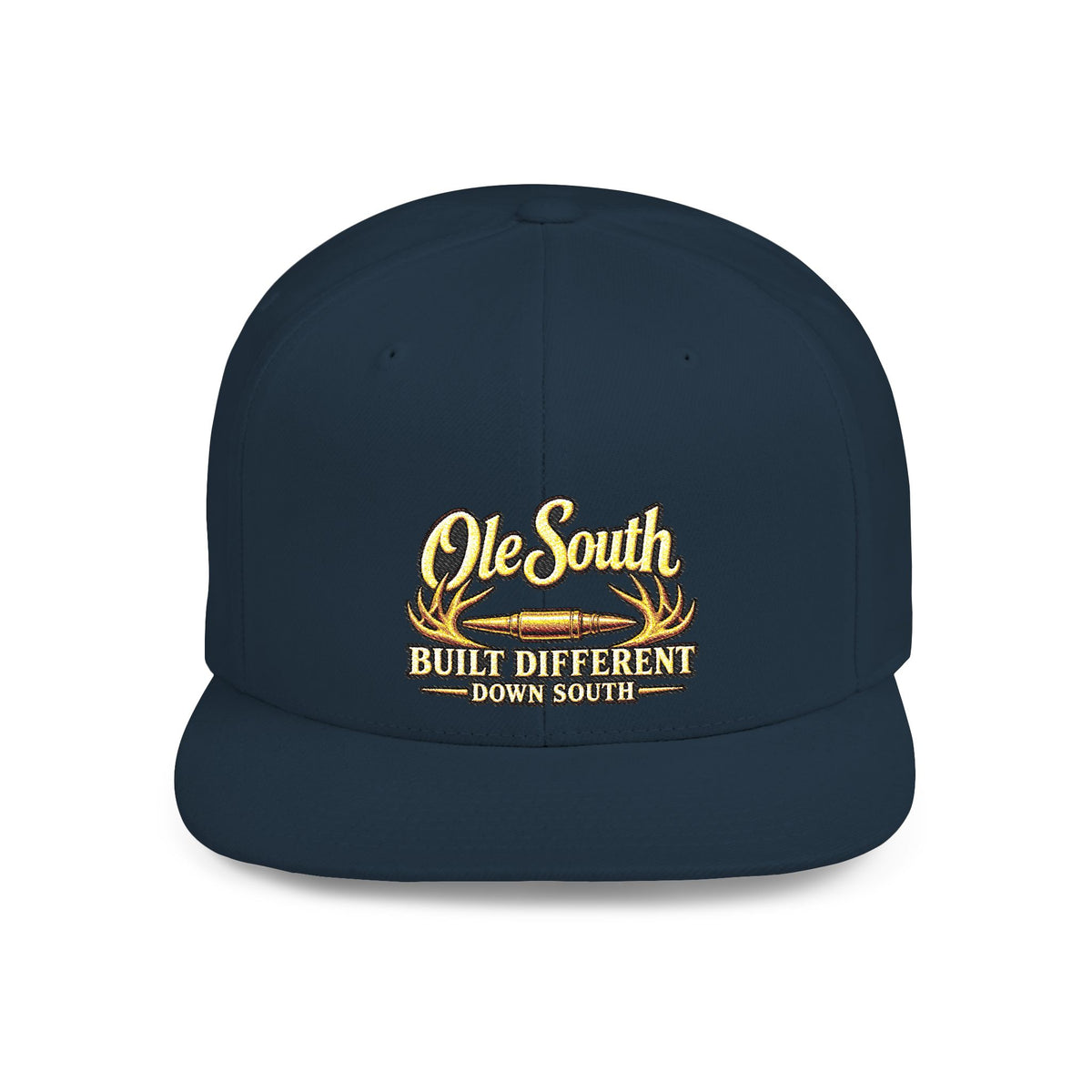 Ole South Flat Bill Snapback Hat — "Built Different Down South" Embroidered Cap