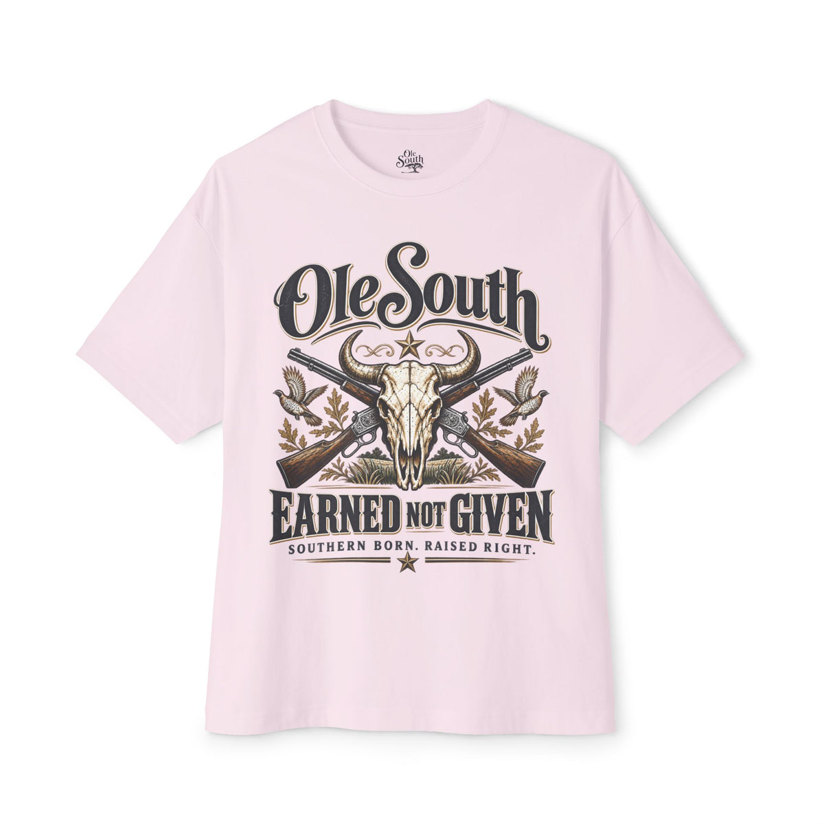 Ole South 'Earned Not Given' Graphic Tee — Southern Born Rustic Skull Design