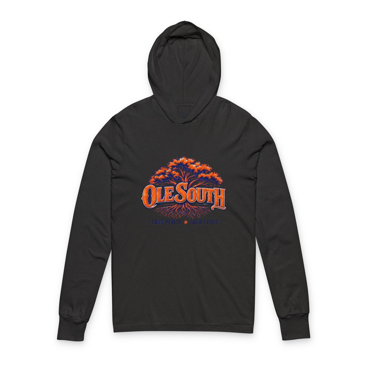 Ole South Hooded Long-Sleeve Tee — ‘Ole South’ Tree Logo, Good People Good Times